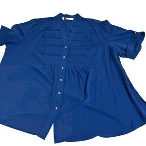 Kathy Che Stretch Royal Blue Blouse NWT- 22/24W Comfortable Versatile